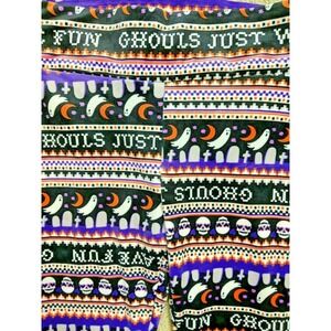 NOBO Plush‎ Velour SOFT High Rise Leggings Black Orange Halloween Ghost XL NWT